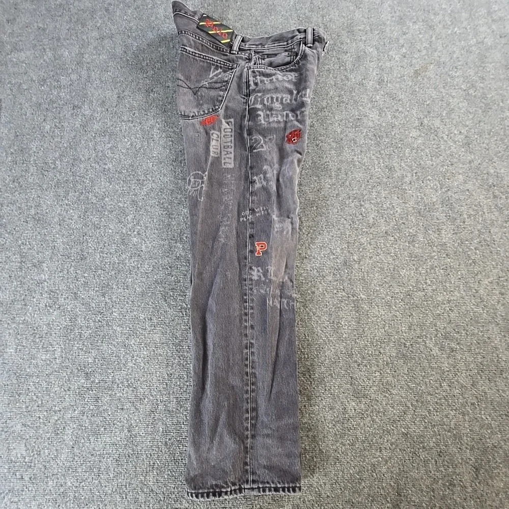 POLO Ralph Lauren Jeans 30x28 Mens Black New York Varsity Tiger Classic Fit